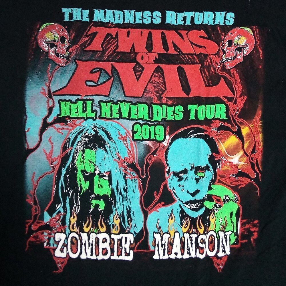 Rob Zombie Marilyn Manson Twins Of Evil Hell Never Dies Tour 2019 T-Shirt